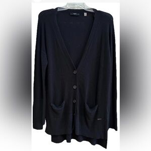 Tahari Women’s  Black V-Neck Button Cardigan with Pockets, Size S